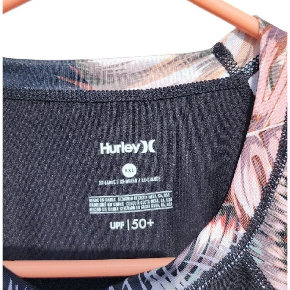 Hurley Womens‎ One Piece Swim Suit Scatter Palm Print UPF 50+ With Top Size XXL